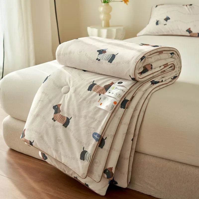 Summer Quilt  Class A Knitted Aerobic Cotton Printed Soybean Quilt Summer Bedspread Home Textiles