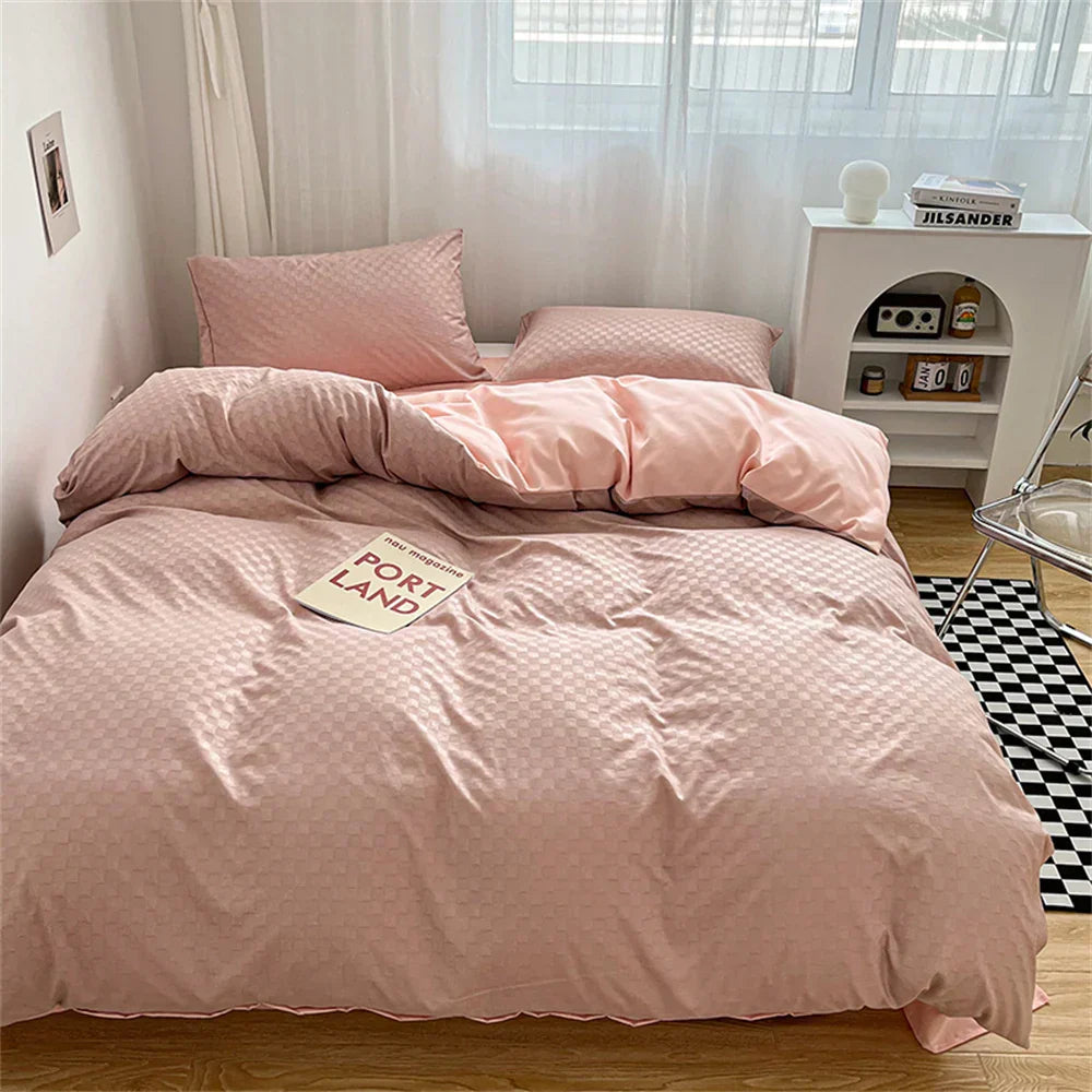 New Jacquard Bedding Set Fashion Skin Friendly Four Piece Set Quilt Cover Flat Sheet King Size Duvet Cover Pillowcase Bed Linens