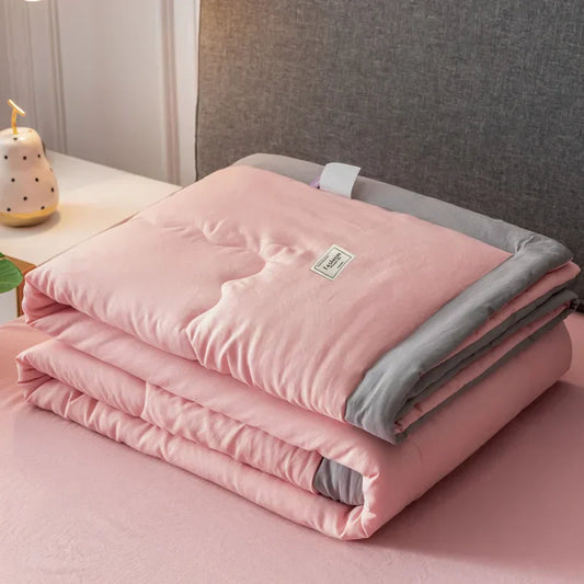 Airconditioning Quilt Gewassen Katoen Gooi Deken Quilten Dunne Dekbed Cooling Dekbed Gewatteerde Quilt Effen Kleur