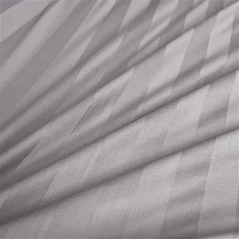 Nordic Sliver Grey Stripes 100% Egyptian Cotton Jacquard Bedlinens Queen King Size Set Fitted Sheet Duvet Cover Bedding