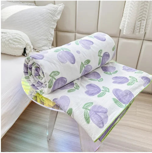 Quilt Double Layer Yarn Soybean Fiber Mother And Baby Grade Soft Glutinous Summer Cool Quilt Comfortable Breathable Home Textile