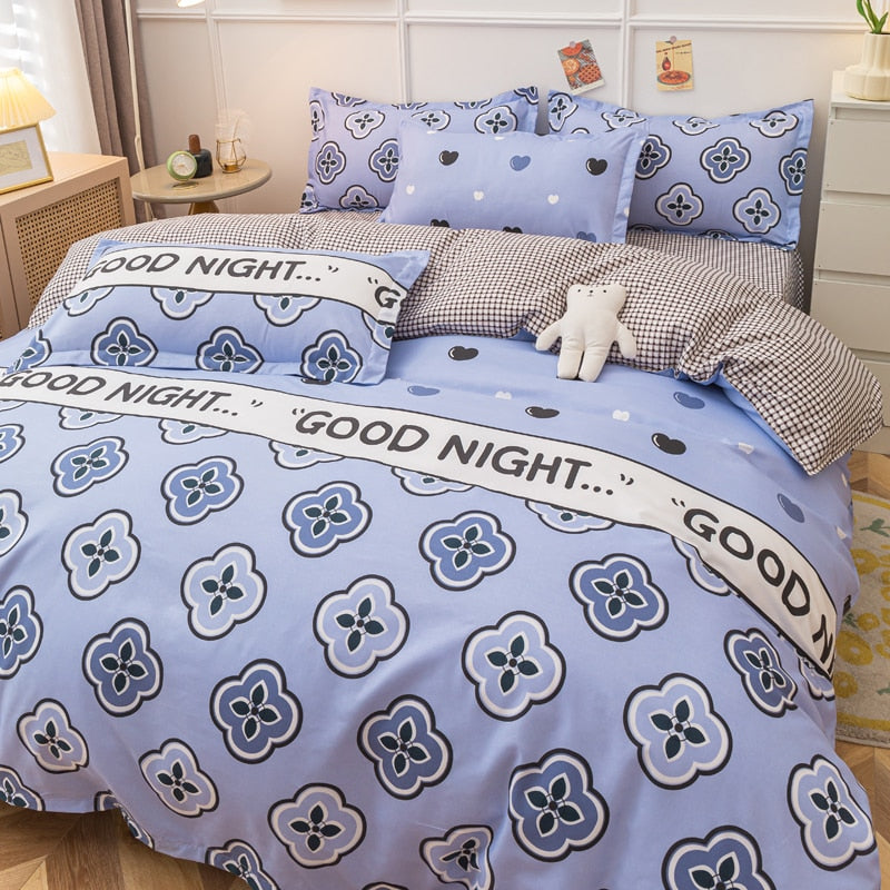 Grey Bedding Set Solid Color Boys Flat Sheet Duvet Cover No Filling Pillowcase Bed Queen Twin Bed Sheet Cute Kawaii