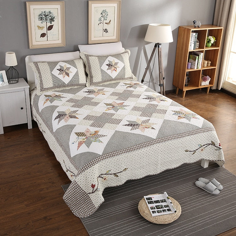 Single Double Bed Cotton Embroidered Patchwork 3 Piece Quilted Quilt Light Quilt Pillow Cover len?ol de cama casal