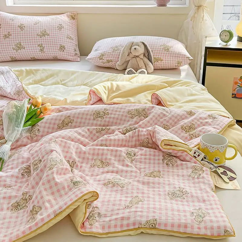 Summer Quilt Air Conditioning Quilt Flower Girl Heart Class A  Double Layer Yarn Summer Cool  Soft Machine Washable