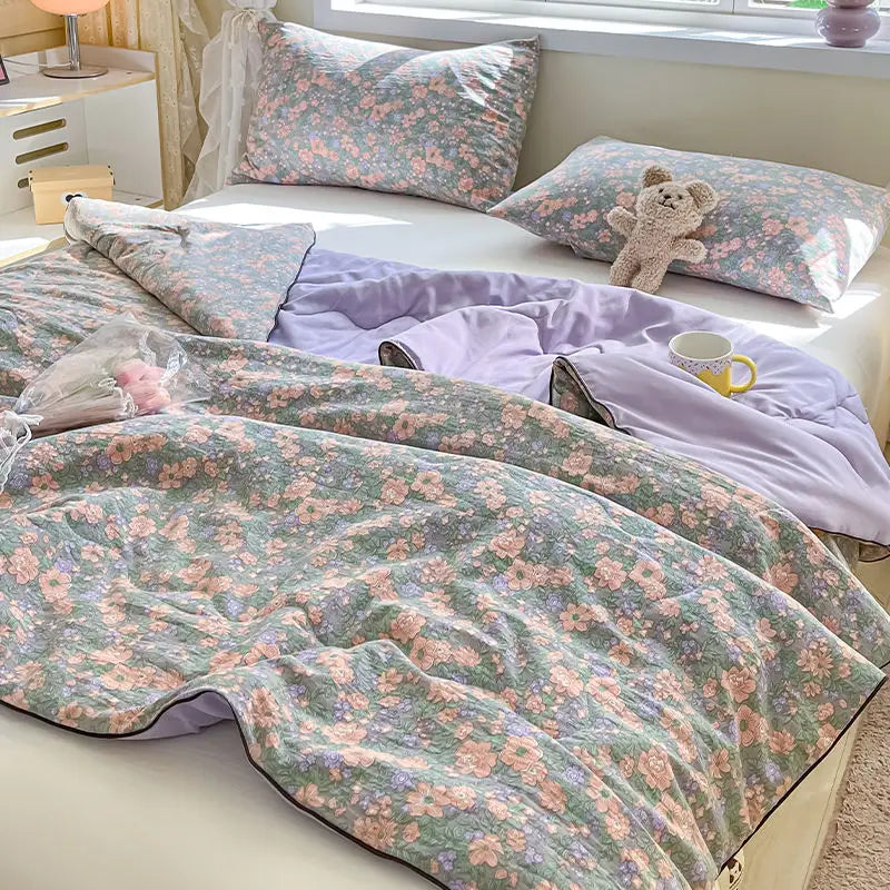 Summer Quilt Air Conditioning Quilt Flower Girl Heart Class A  Double Layer Yarn Summer Cool  Soft Machine Washable