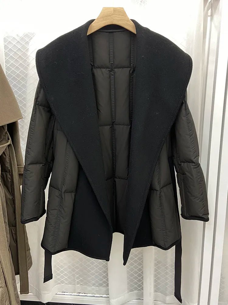 Goose Down Quilted Woolen Overcoat