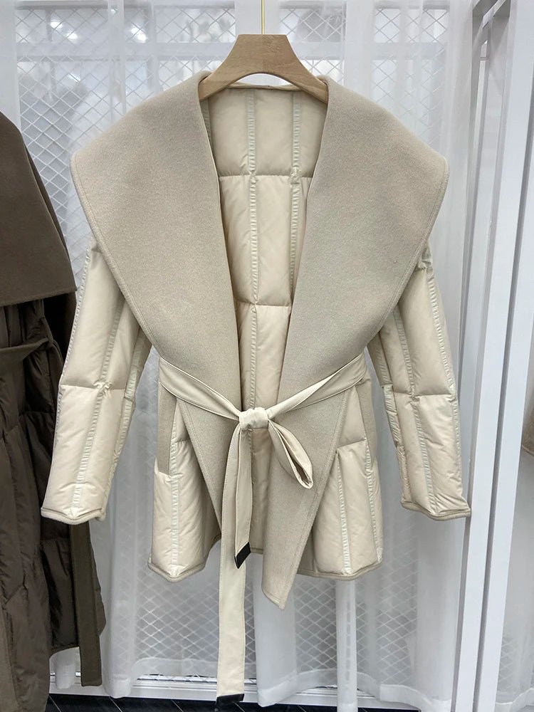 Goose Down Quilted Woolen Overcoat