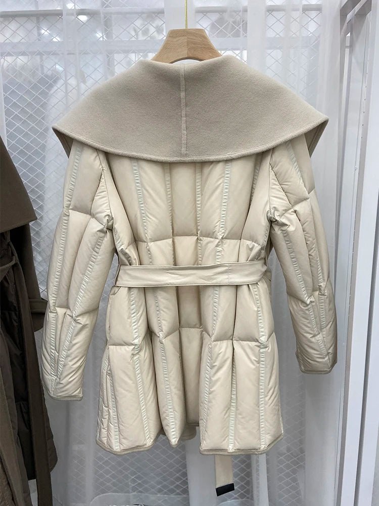 Goose Down Quilted Woolen Overcoat