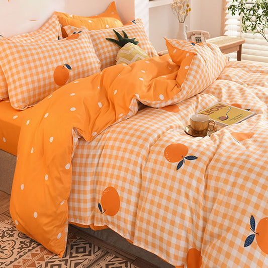 Bedding Set Boy Girl Bed Sheet Quilt Cover Pillowcase Single Bed Double Bed Queen Bed Quilt Cover Washed Cotton Bedclothes