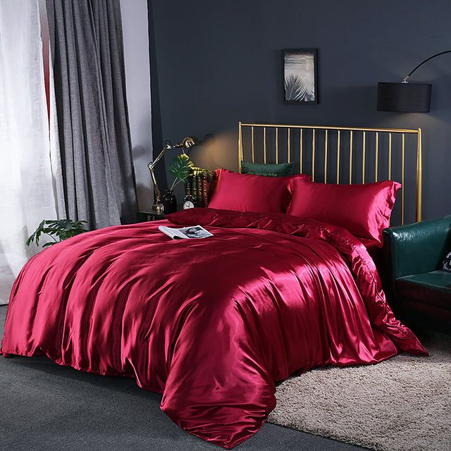 Solid Color Bedding Set Luxury Soft Bed Sheet And Pillowcases Quality Quilt Cover Summer Bed Set For Home Quality Bed Cover Set