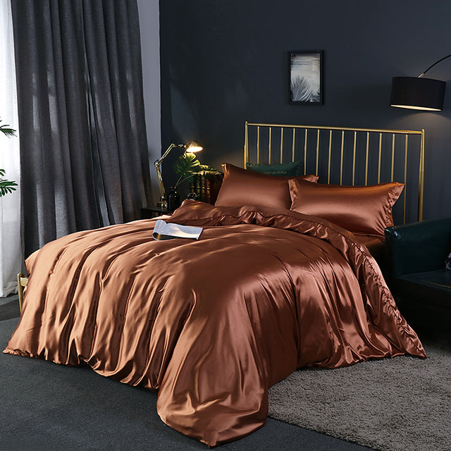 Solid Color Bedding Set Luxury Soft Bed Sheet And Pillowcases Quality Quilt Cover Summer Bed Set For Home Quality Bed Cover Set