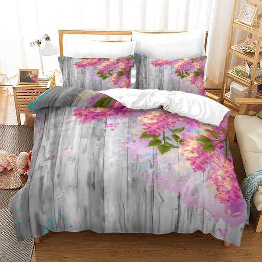 Rose Duvet Cover Set Full/Queen/King/Twin Size Soft Luxury 3D Rose Flower Microfiber Bedding Set 3Pcs Romantic Love Quilt Cover